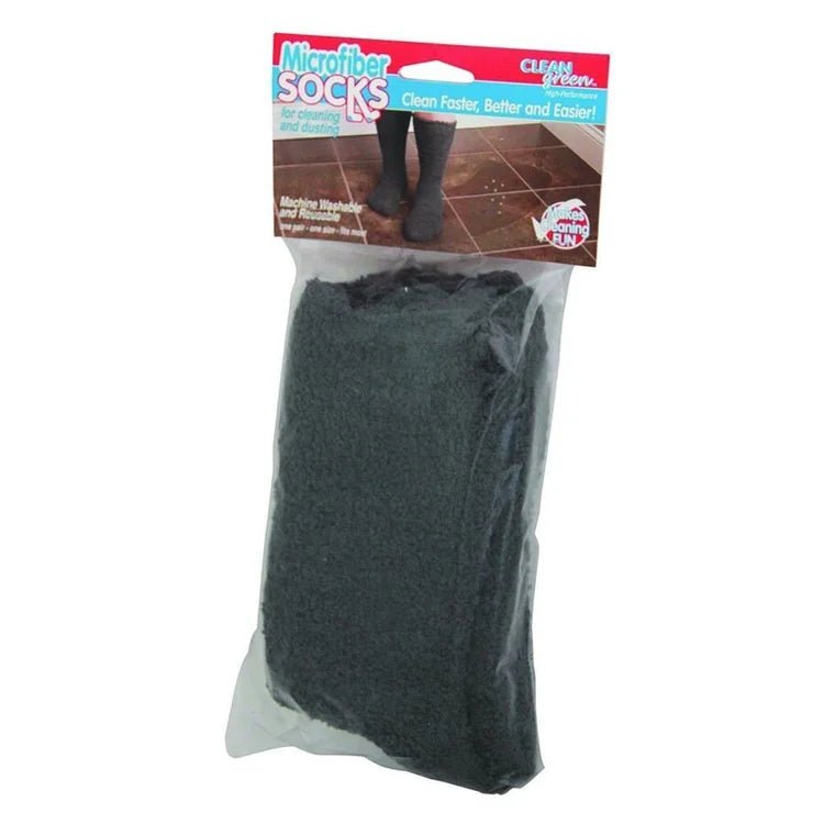 CleanGreen® Microfiber Cleaning & Dusting Socks | Charcoal & Beige - Online Supply Closet