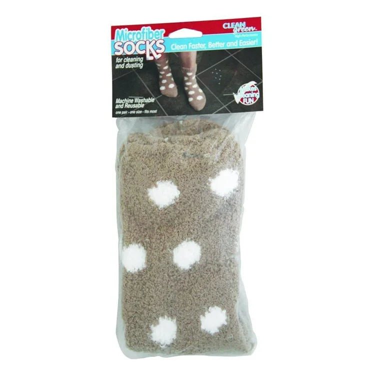 CleanGreen® Microfiber Cleaning & Dusting Socks | Charcoal & Beige - Online Supply Closet