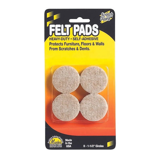Felt Circles, 1 - 1/2" Dia., Self - adhesive, Beige, 8/Pack - Online Supply Closet