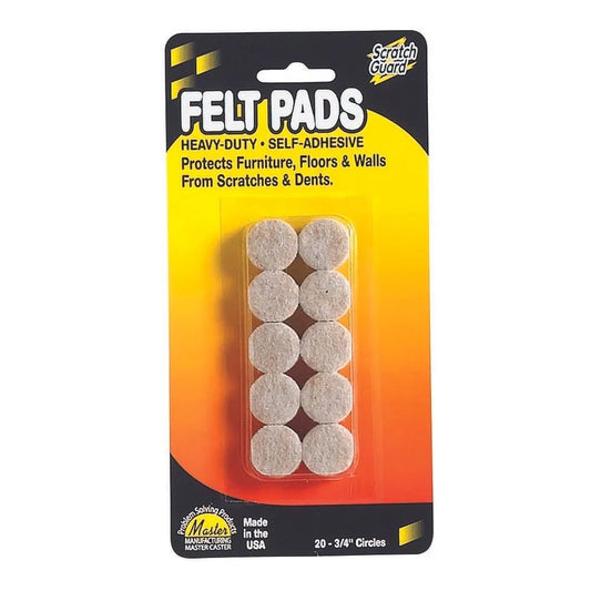 Felt Circles, 3/4" Dia., Self - adhesive, Beige, 20/Pack - Online Supply Closet
