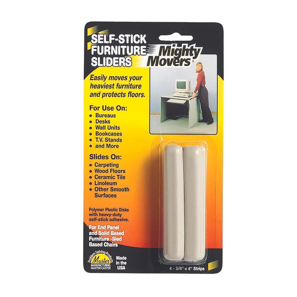 Furniture Sliders, 3/4" x 4" Strips, Self - adhesive, Beige, 4/Pack - Online Supply Closet