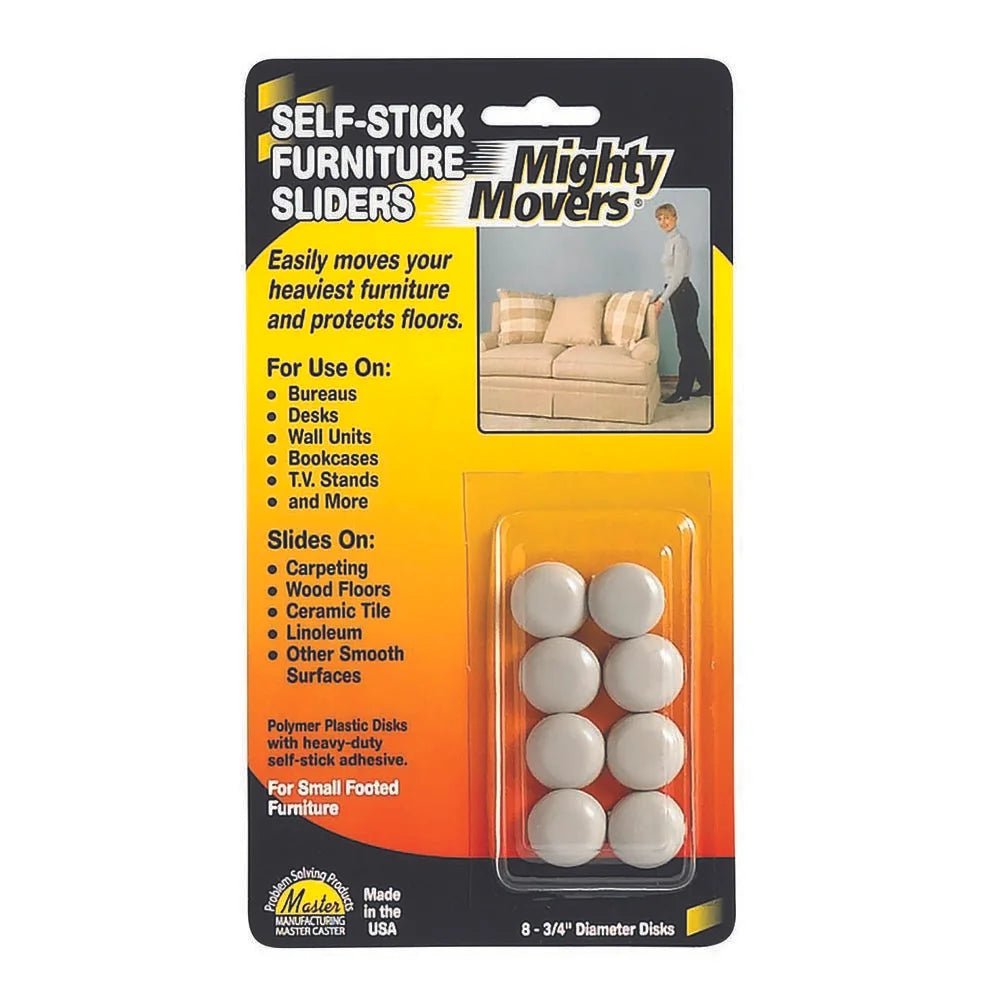 Furniture Sliders, Self - adhesive, Beige, 8/Pack - Online Supply Closet