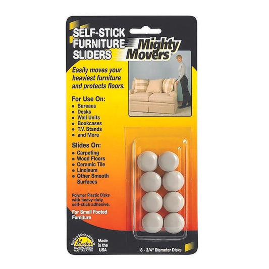 Furniture Sliders, Self - adhesive, Beige, 8/Pack - Online Supply Closet