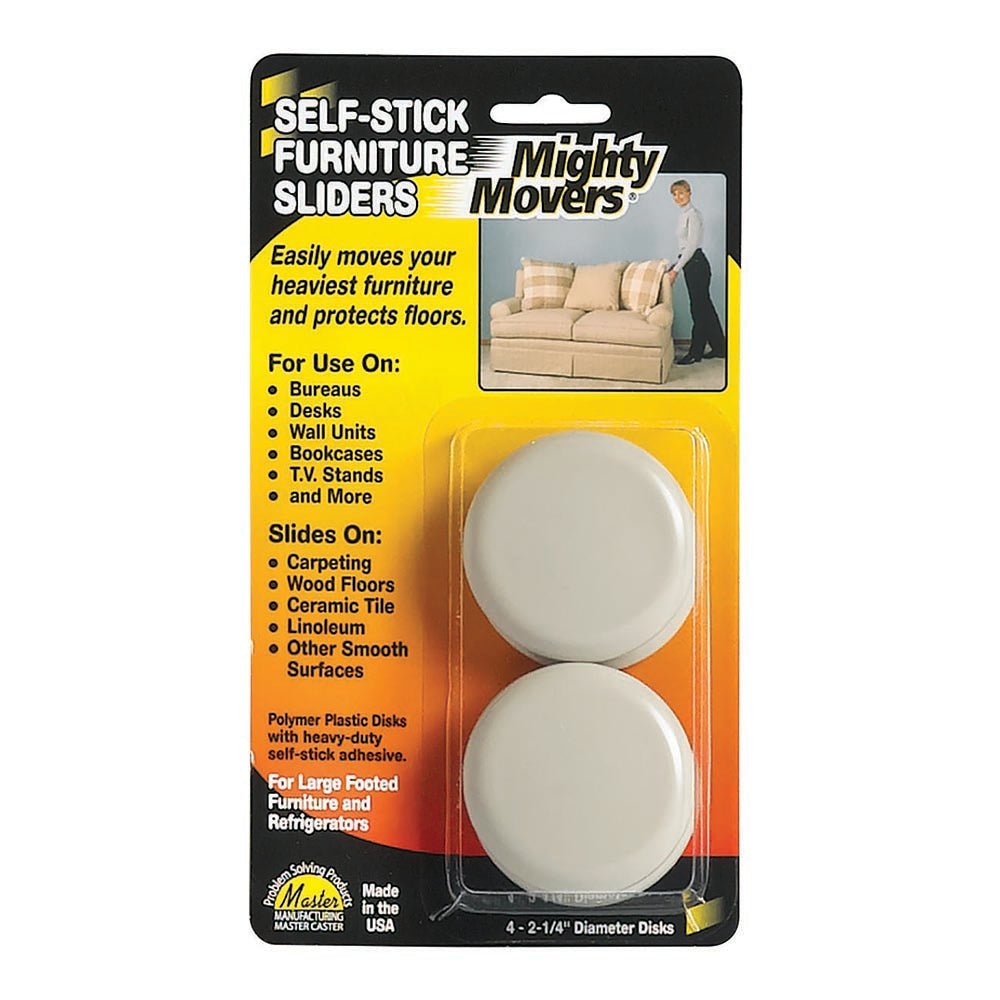 Mighty Movers® Self - Stick Furniture Sliders – 2 - 1/4″ Diameter - Online Supply Closet