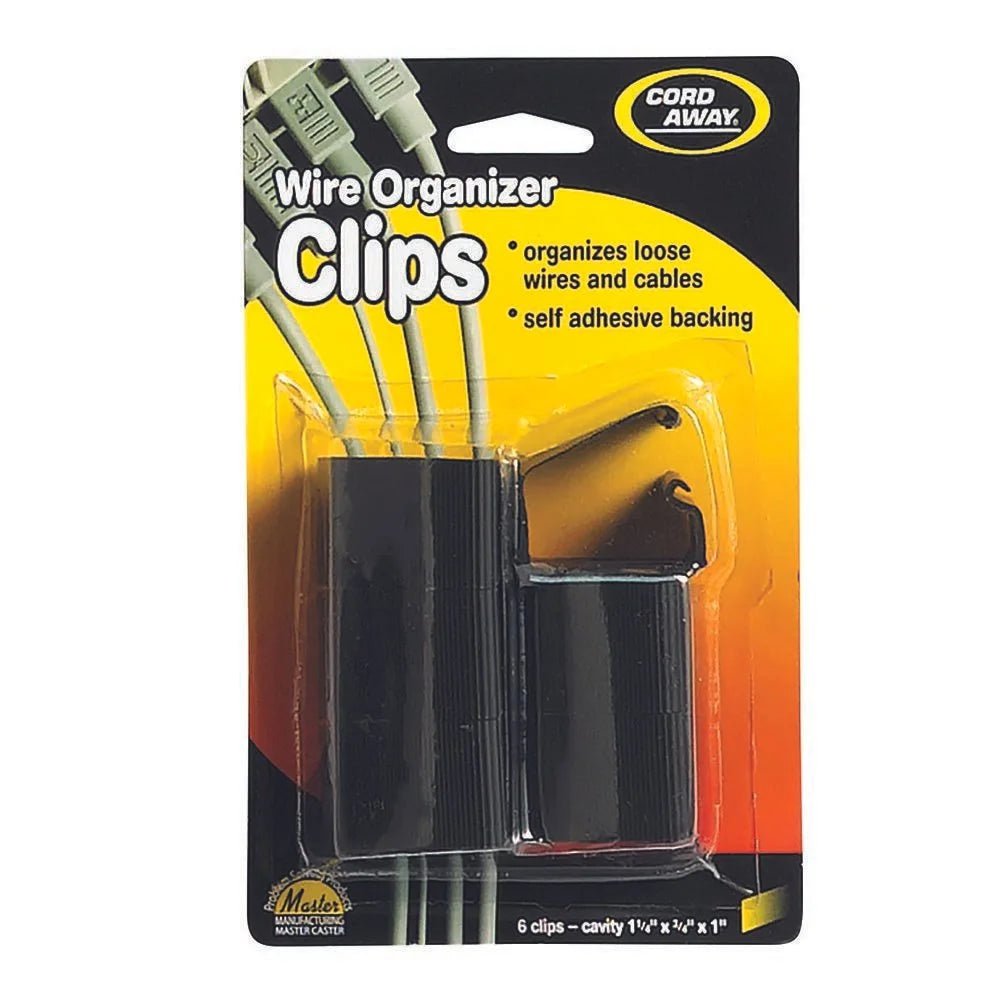 Wire Clips, Locking - Latch, Self - adhesive, Black, 6/pack - Online Supply Closet